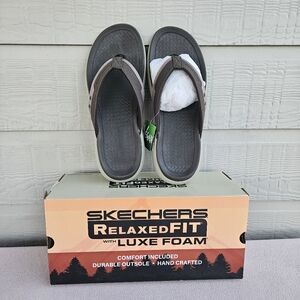 Skechers Silva Falco Thong Flip Flop Sandal Men 11 Brown Relaxed Fit Vegan